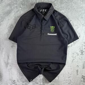 Fox Racing Monster Energy Kawasaki Embroidery Black Polo Racing Shirt Size XS
